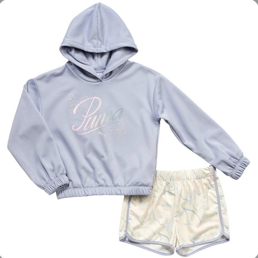 Puma Kids 2-Piece Poly Fleece Hoodie and Short Set NWT MSRP $ 48.00 Size M 8/10
